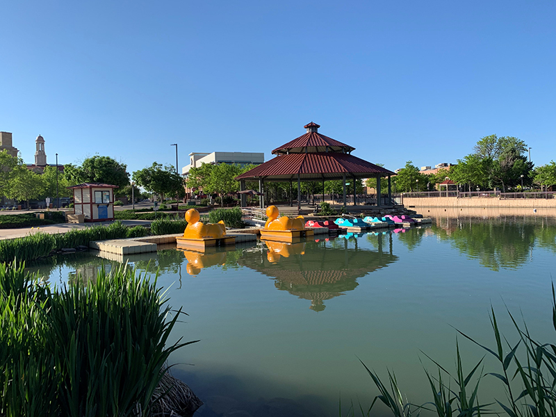 Boats and pavilion