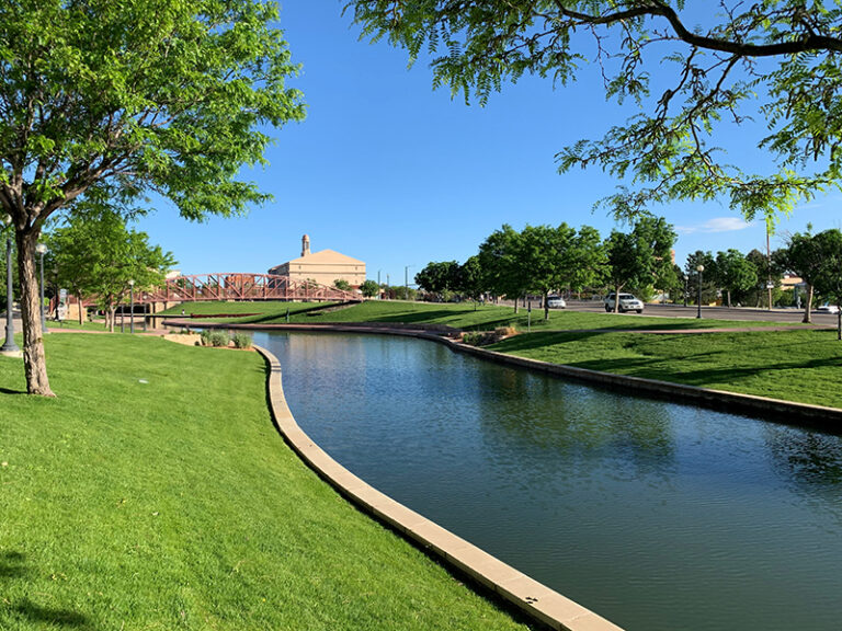 Channel and red bridge